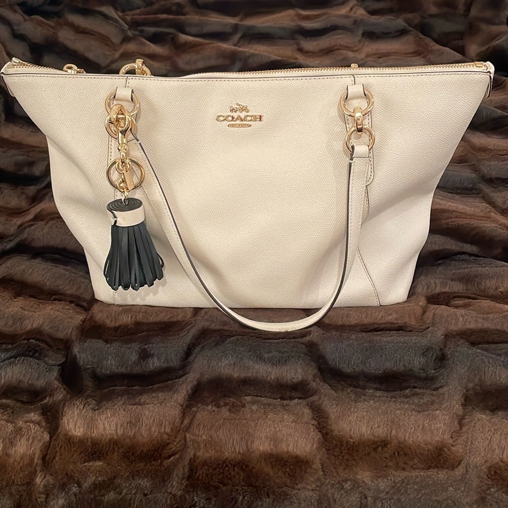 Coach Outlet Ava tote.  Pretty chalk colored cross grain leather